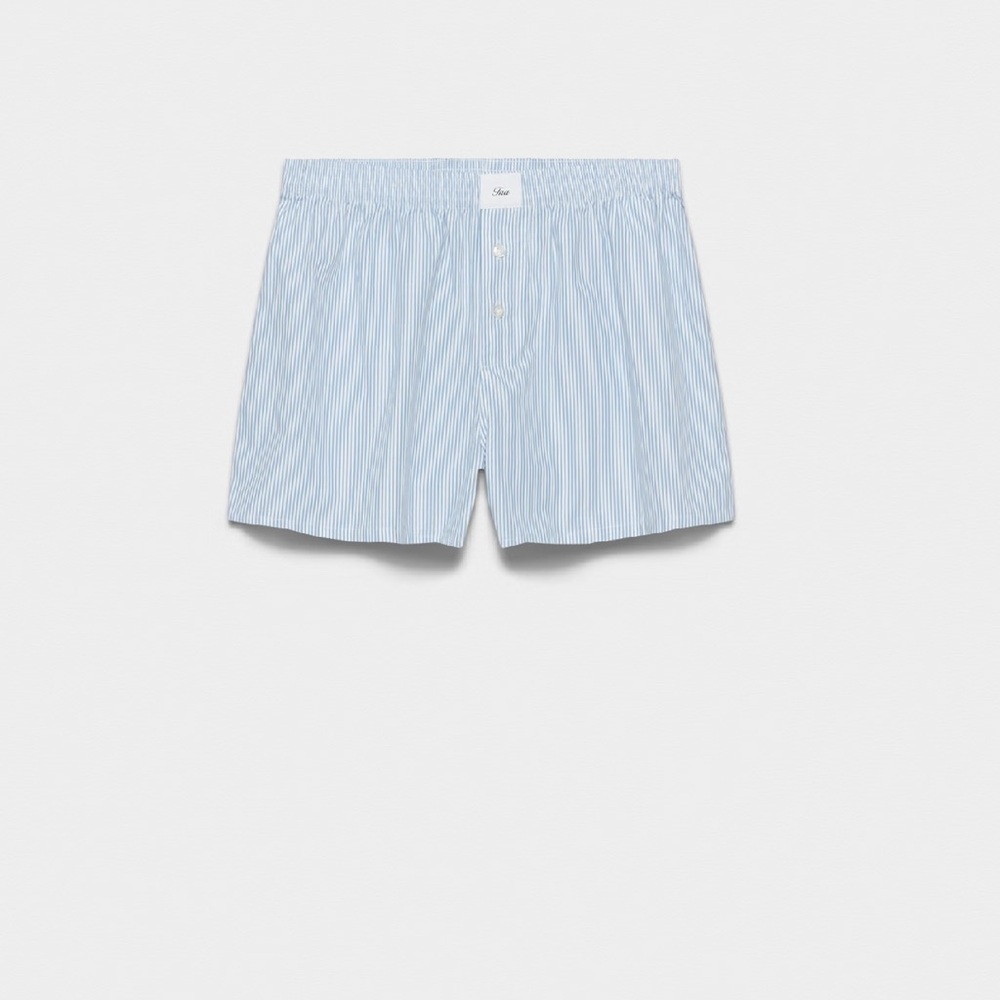 NWOT TNA Daily Poplin Shorts Light Blue Striped Size Small